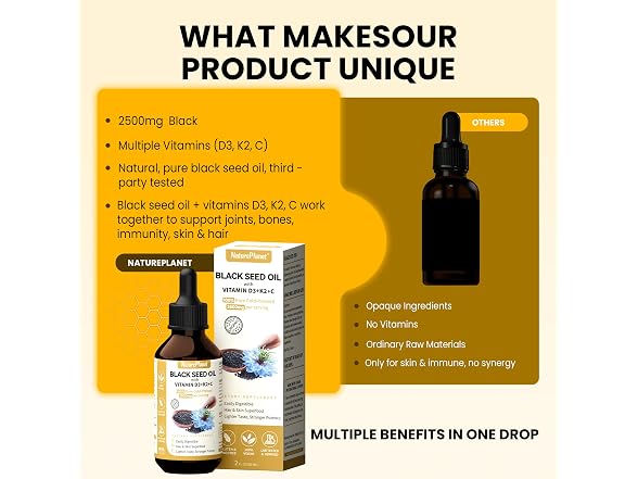NaturePlanet Black Seed Oil Multivitamin Drops D3
