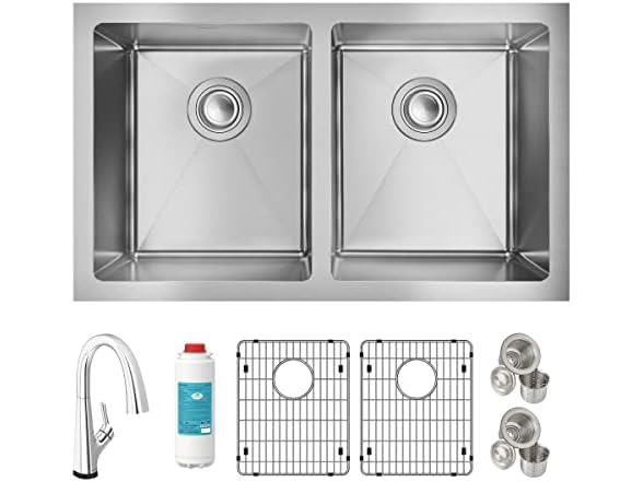 Elkay Crosstown 16 G SS 30" Sink Kit w Filter Faucet