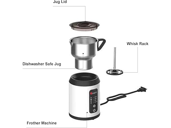 Casara 4-in-1 Electric Milk Steamer
