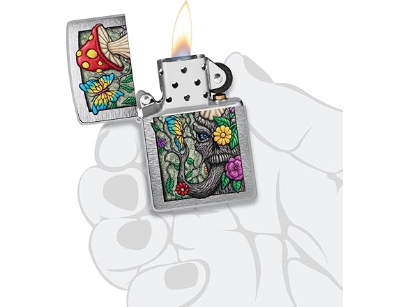 Zippo Outdoor Lighter, Freaky Nature Brushed Chrome