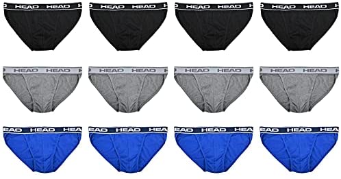 HEAD Men's String Bikinis 12-Pack - Essential Cotton Assorted Colors No Fly
