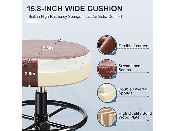 Brick Attic Drafting Chair with Backrest – Adjustable Foot R (Open Box)