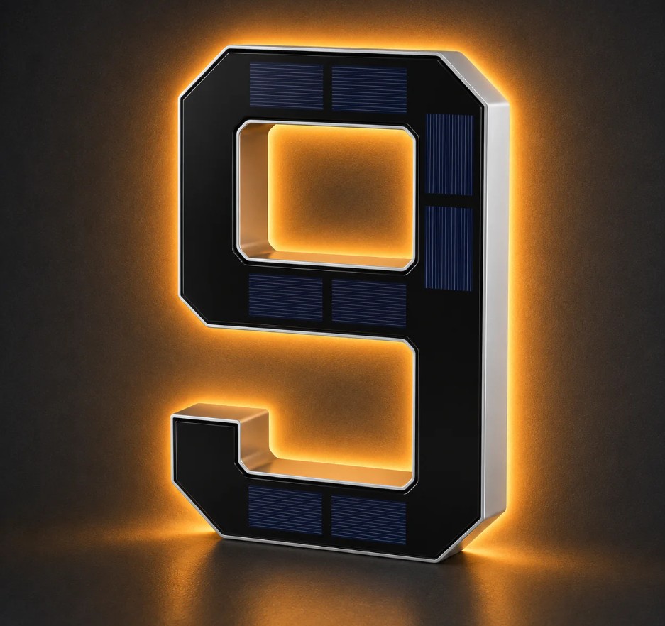 Infinite Basics Solar LED House Number Sign – 6.7" (0-9, A-D) - Gallery 24