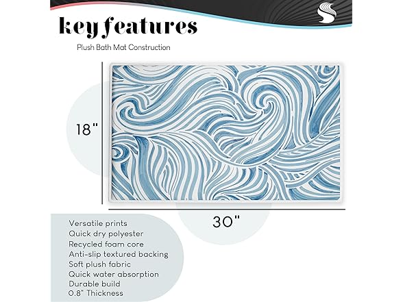 Bayside Plush Bathroom Mat & Bath Rug