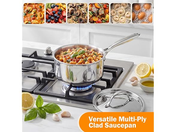 Cooks Standard Multi-Ply Clad 1.5 Quart Stainless Steel Saucepan