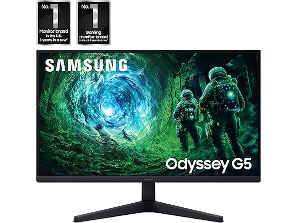 SAMSUNG 27” Odyssey G5 G53F QHD Resolution Gaming Monitor, HDR10, 200Hz Refresh Rate, IPS Panel, AMD FreeSync™ Premium, Black Equalizer, Auto Source Switch, LS27FG532ENXZA (Renewed) (Open Box)