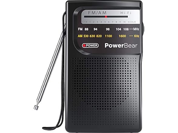 PowerBear AM/FM Portable Radio Black
