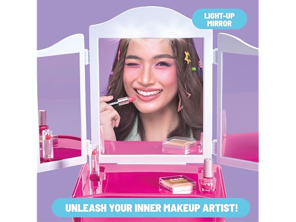 Claire's Makeup Vanity with Light-Up Tri-Panel Mirror