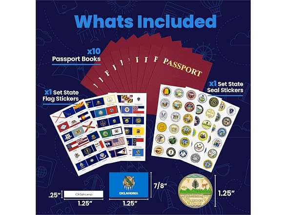 Fake Passport Book with Stickers – Bulk 10 Pack