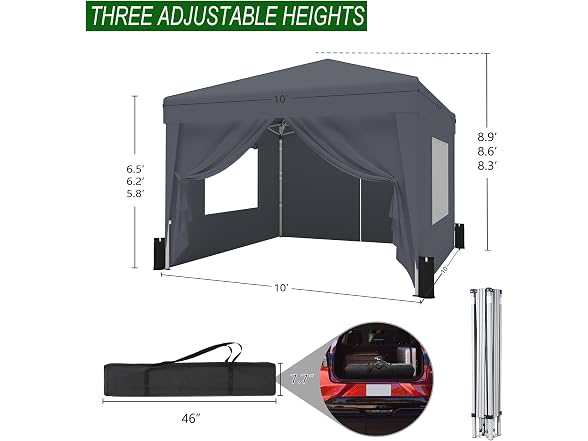 SANUMY Portable 10x10 Pop Up Canopy Tent