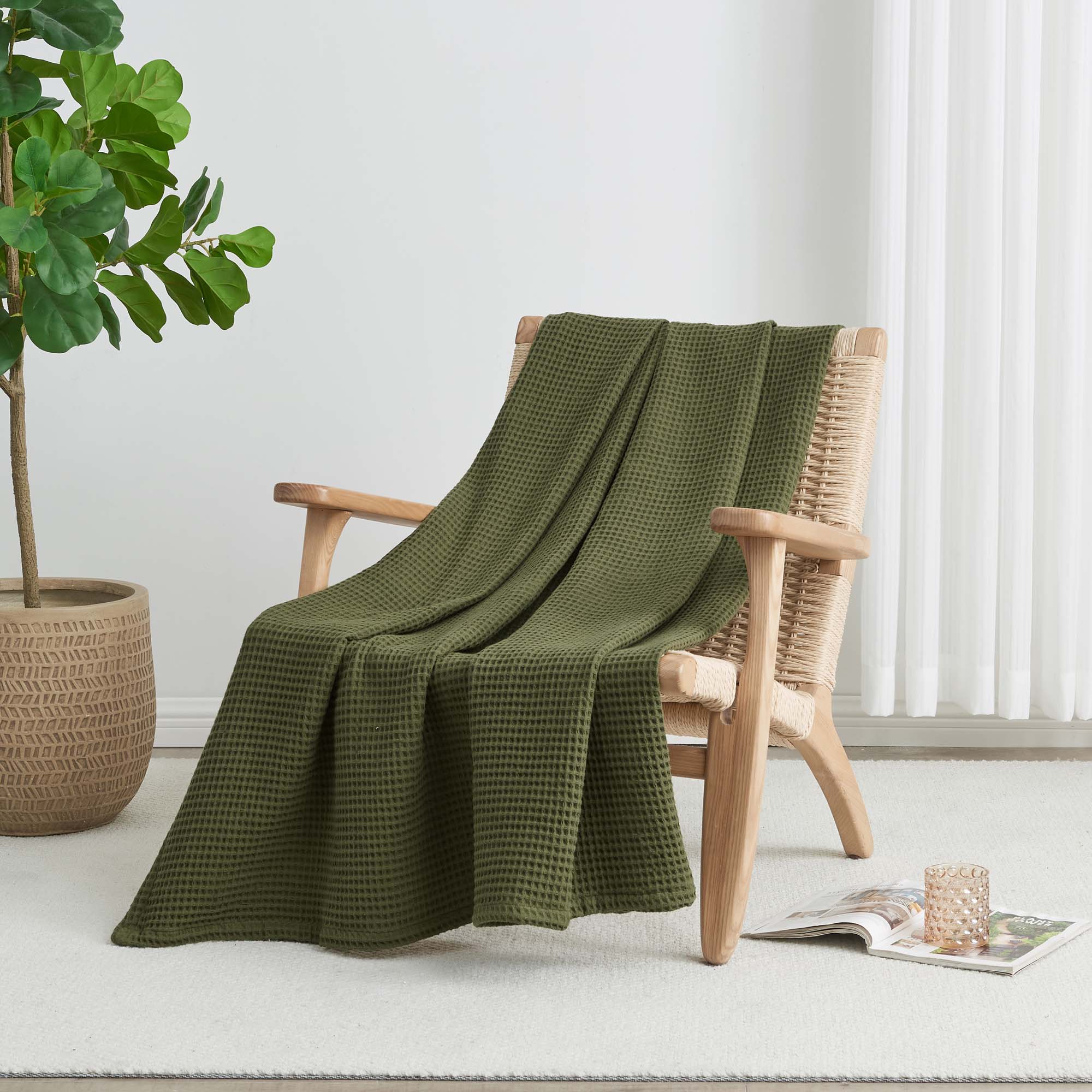 Patina Vie Cotton Waffle Knit Blanket - Gallery 23