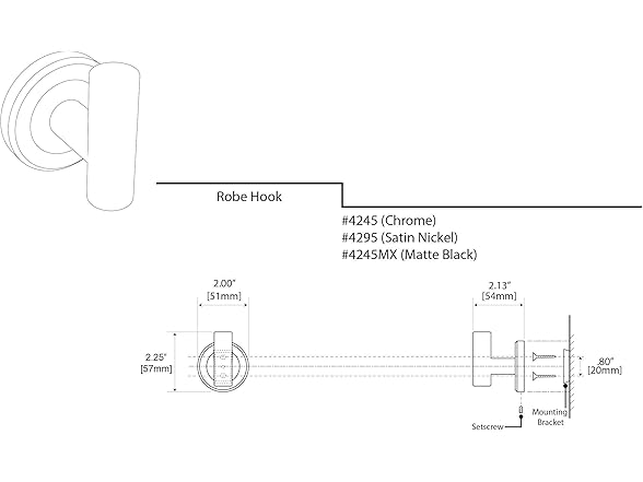 Gatco 4245MX Latitude II, Robe Hook, Matte Black