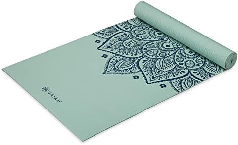 Gaiam Yoga Mat Premium Print Non Slip Exercise & Fitness Mat for All Types of Yoga, Pilates & Floor Workouts, Cool Mint Sundial, 68 Inch L x 24 Inch W x 5mm Thick