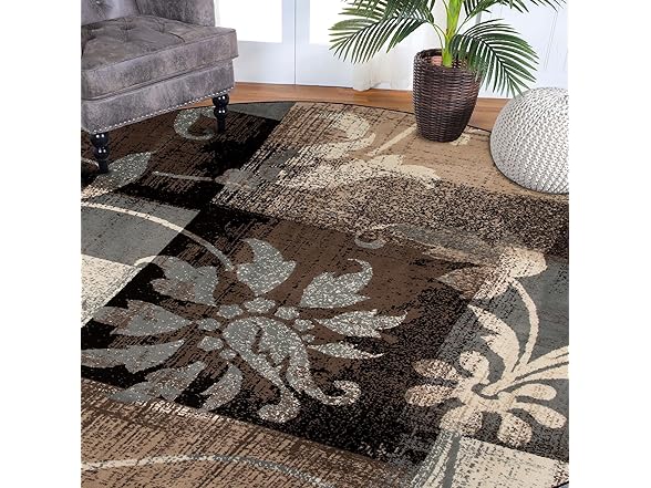 Superior Modern Floral Patchwork Indoor Rug