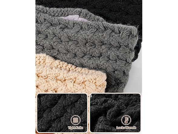MUTKIS Winter Headbands  3 Pack Fleece Lined
