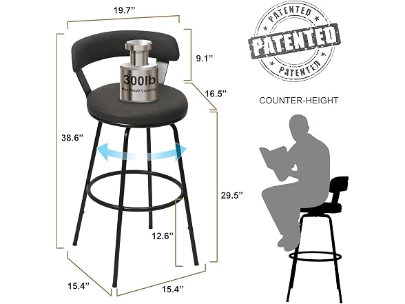 Swivel Counter Bar Stools, Set of 2