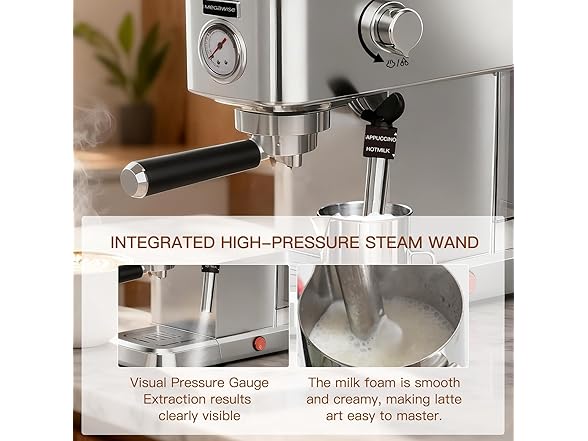 Espresso Machine 20 Bar, Silver