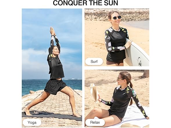 Kanu Surf Women's LS UPF50 Rash Top Black (M)