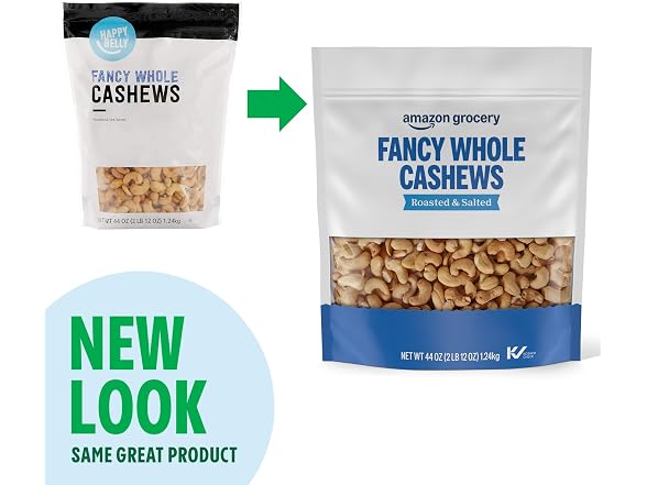 Amazon Grocery, Whole Cashews, Roasted & Sea Salt