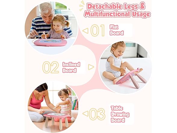 Magnetic Drawing Board for Kids Pink