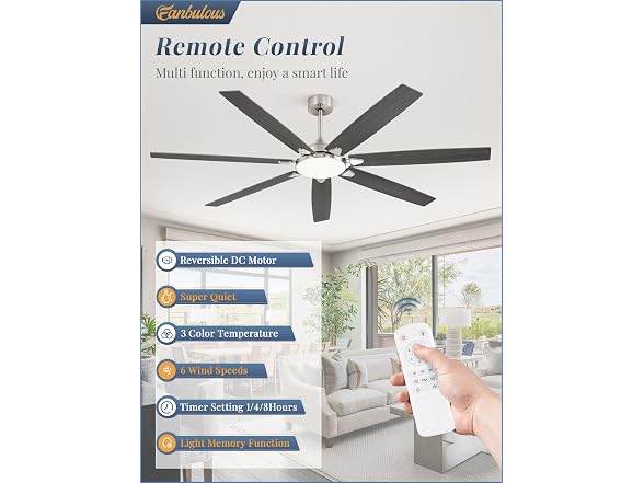 Fanbulous Nickel 72" Ceiling Fan with Lights