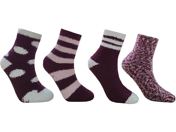 Amazon Essentials Unisex 4 Pairs Kids' Fuzzy Cozy