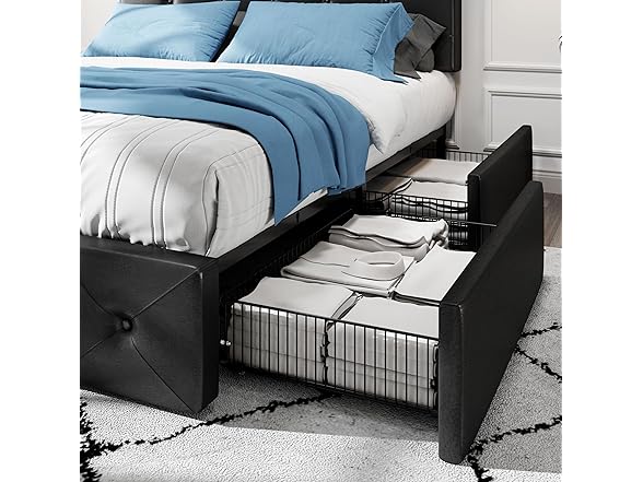 HOOMIC King Platform Storage Bed Frame