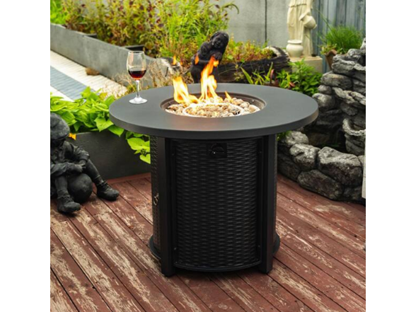 Amity 31.7" Black Round Fire Table Steel Lid