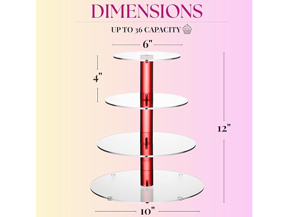 4-Tier Red Acrylic Cupcake Stand – 12" - Gallery 4