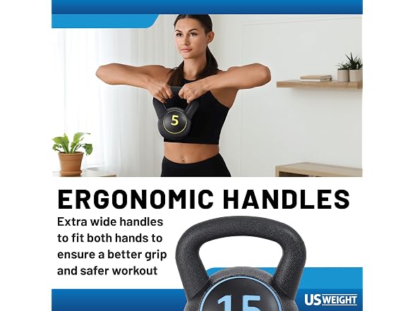 US Weight Plastic Kettlebell Set, 5/10/15 lb