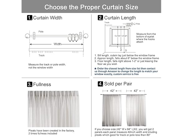 LANTIME White Lace Sheer Curtains