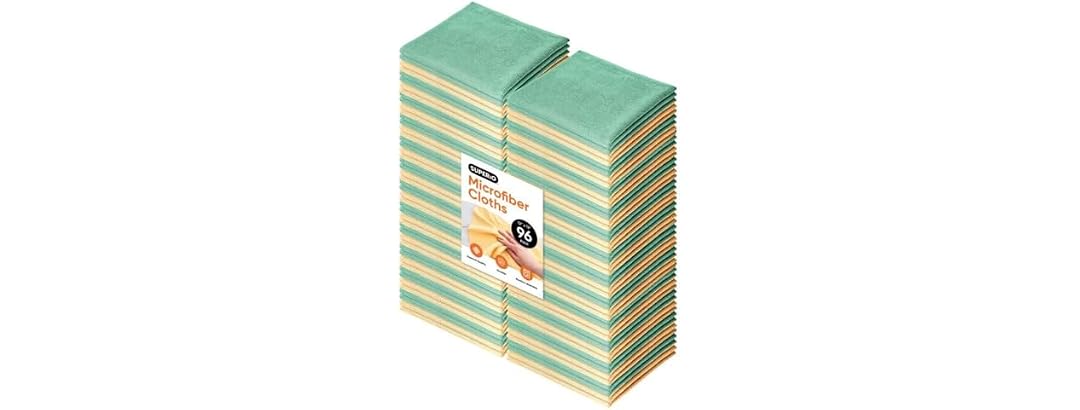 Superio Microfiber Cleaning Cloth for Cars (Yellow/Green), 96 Pack