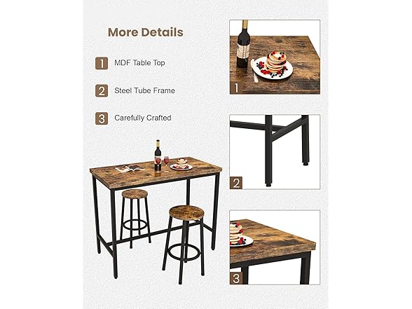 Recaceik 39" 3 Piece Pub Dining Set