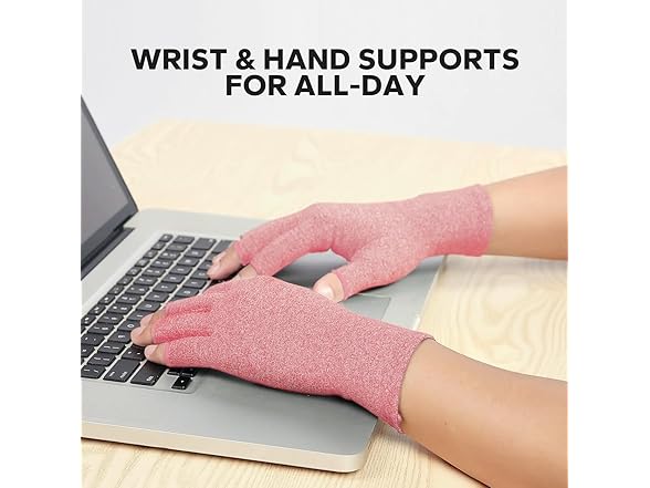 Fingerless Compression Gloves (L, Pink)