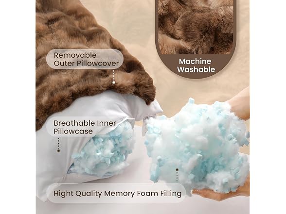 ZonLi Fluffy Faux Fur Body Pillow