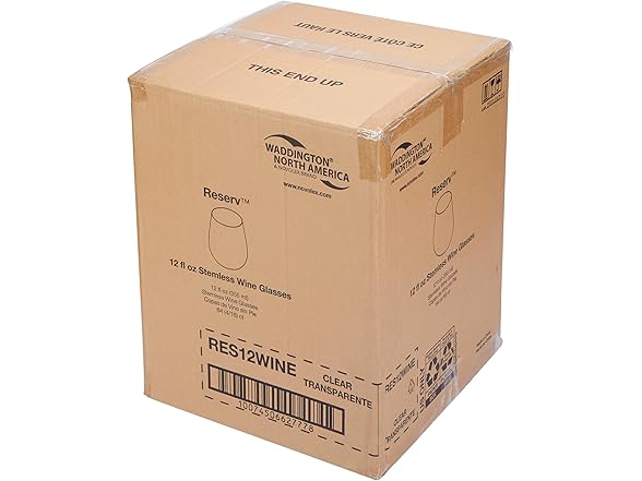 WNA Reserv 12oz Clear Plastic Stemless Wine Glasses, 64-Pack