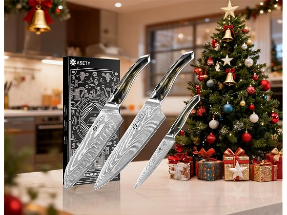 ASETY Damascus Knife Set Resin Handle