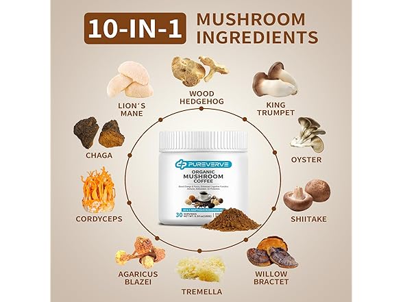 Pureverve Mushroom Coffee 30 Servings