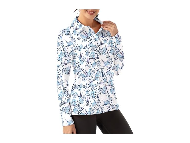 Fkeep Women Long Sleeve Polo Shirt Golf Sport Top - Gallery 27