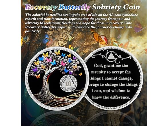 IELCJJ Delicate 10 Month Sobriety Coin