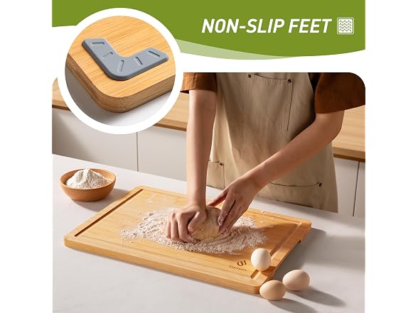 Bamboo Cutting Board Set Non Slip Feet