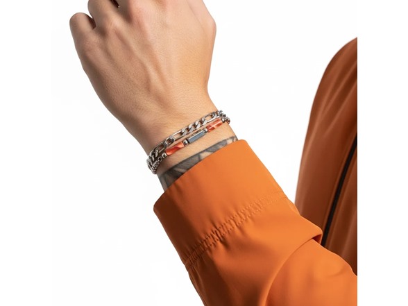Mens Curb Chain & Bead Bracelet