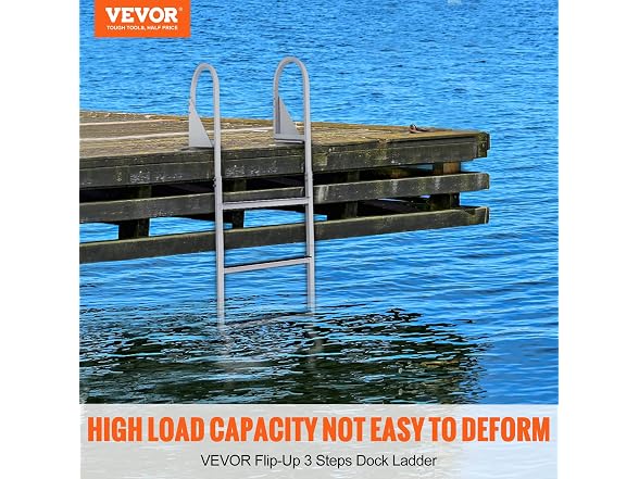 Dock Ladder, Flip-Up 3 Steps, 350 lbs Load