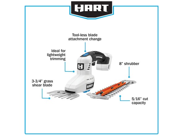 HART 20 Volt Shear/Shrubber Kit, (1) 2.0Ah Lithium-Ion Battery