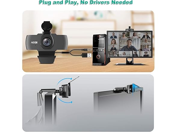 AOGE Webcam with Microphone,1080P Computer