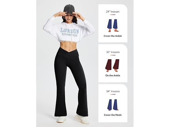 Baleaf Women (XL) Flare Leggings Pockets 32" Pants