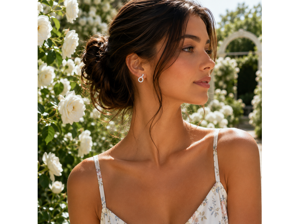 Silver Twisted CZ Drop Earrings