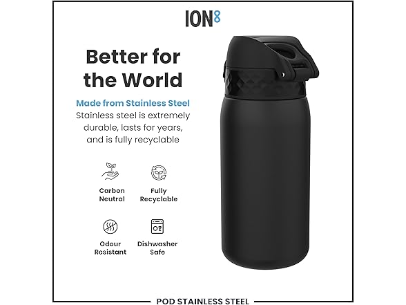 Ion8 Kids Bottle, Steel 13oz Leak Proof