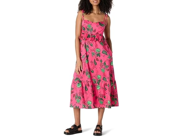 Hot Pink Red Leafy Floral