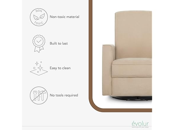Evolur Raleigh Glider Rocking Chair, Tan